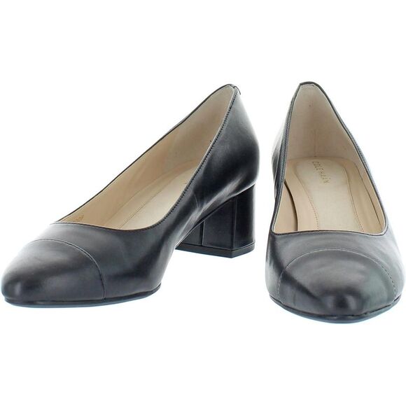 Cole Haan Womens The Go-To Pump Black Leather Slip-On Block Heels Shoes Used - Picture 4 of 6